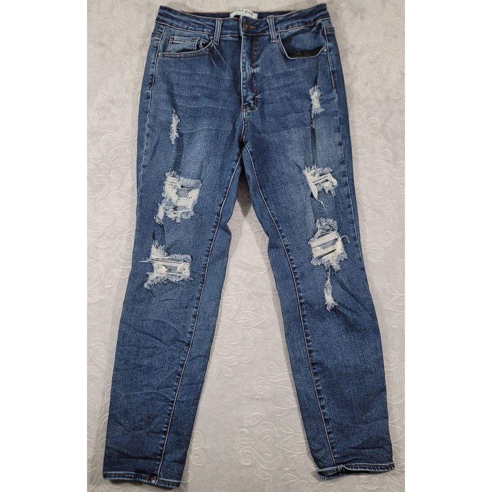 Wax Jean Collection Womens Slim Straight Stretch Distressed Jeans - Size 7/28